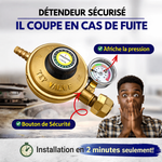 Charger l'image dans la galerie, Détendeur de gaz anti-fuites avec indicateur de pression SECURITE ABSOLU
